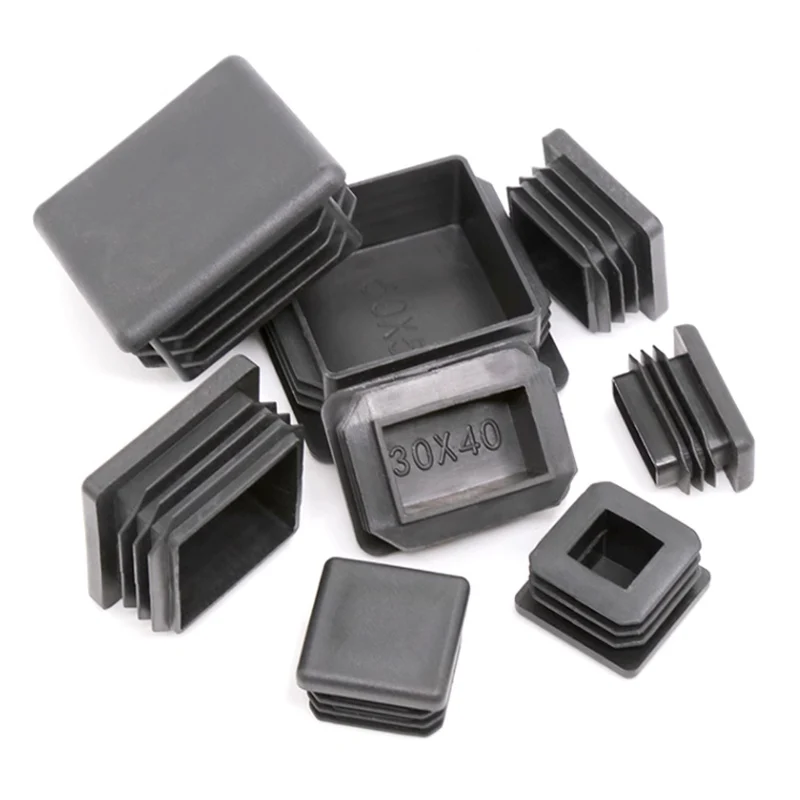 10x10mm~100x100mm Black Plastic Square End Caps Blanking Plugs Rectangle Tube Pipe Inserts Plug Table Chair Furniture Foot Cover image 5