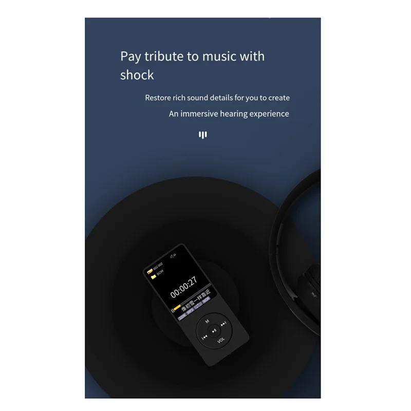 

MP4 MP3 Bluetooth Player 160X120px Mini Walkman Student 1.8 Inches Screen 64G Plug Card Sports Music Player Durable Easy Install