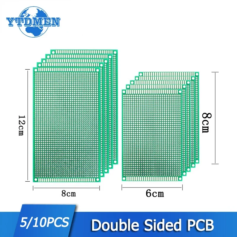 5/10PCS Universal Prototype PCB Green Double Side Printed Circuit Board Protoboard PCB 6x8cm 8x12cm for Arduino