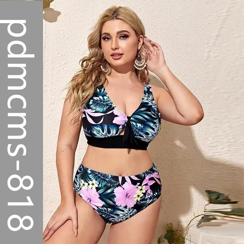 

AliExpress Large Size Flower Print High Waist Split Bikini Swimsuit Women's 2025 New