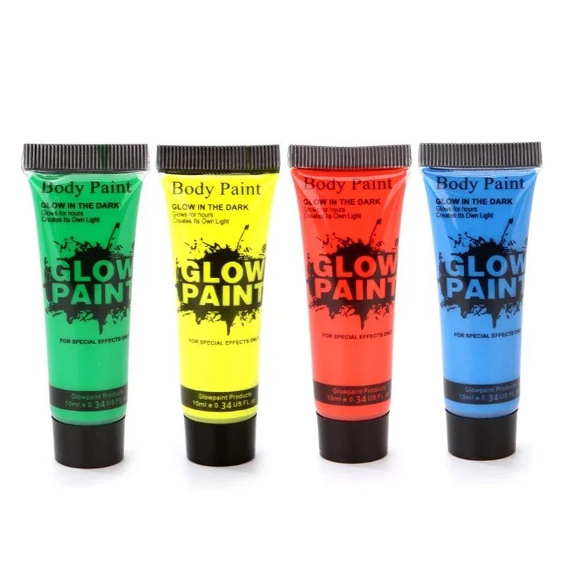 10ml Luminiscent Paint Face Body Art Paint UV Glow Fluorescent Glowing Halloween Party Fancy Dress Beauty Makeup Dark Paint 1pcs
