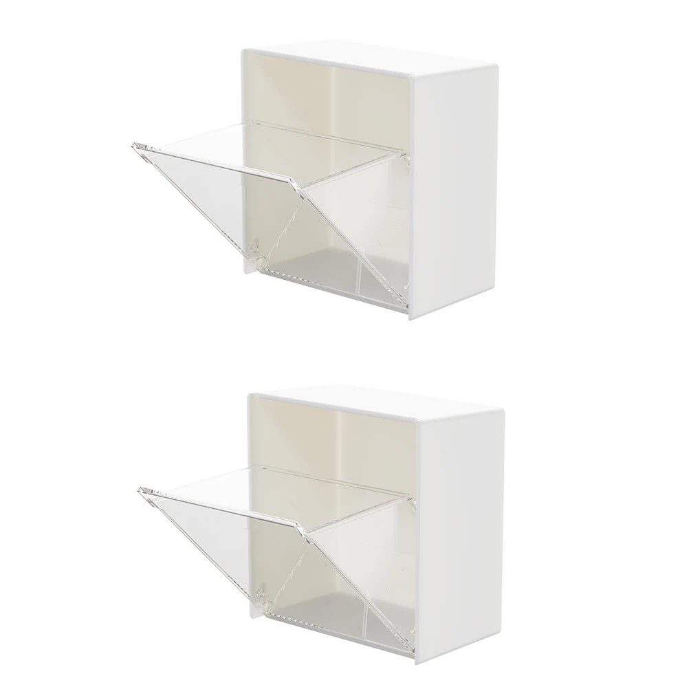

2 Pcs Flip-top Storage Boxes Durable Plastic Craft Organizer Containers Sundries Holder Bedroom Living Room Kitchen Bathroom