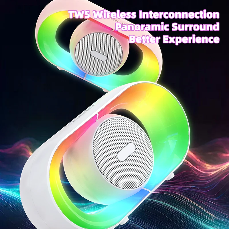سمّاعات بلوتوث صغيرة RGB راديو محمول ملون قوي في الهواء الطلق بطاقة مقاومة للماء Subwoofe TWS مكبرات صوت للحفلات ستيريو TG #4