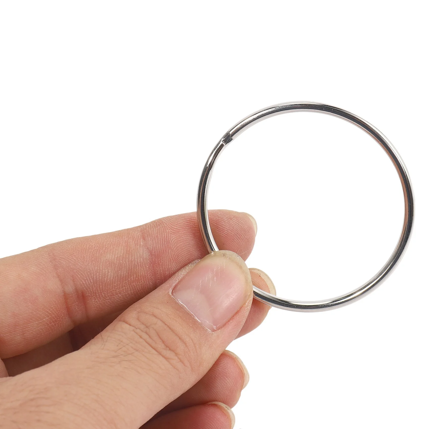 ABUI-100X Quality 50Mm Keyring Split Ring Set Heavy Duty Large Nickel Key Loop Sprung Hoop