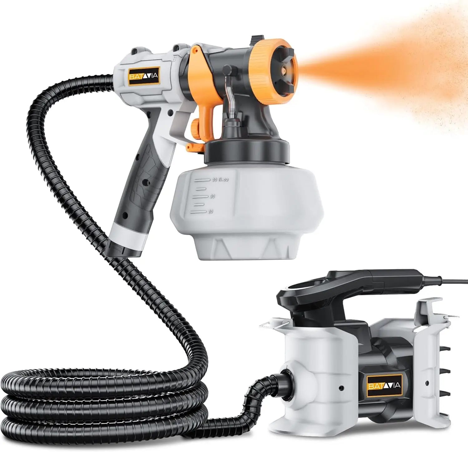 Upgraded 700W HVLP Paint Spray Gun with Air Hose, 4 Nozzles & 3 Patterns for House, Furniture, Fence DIY