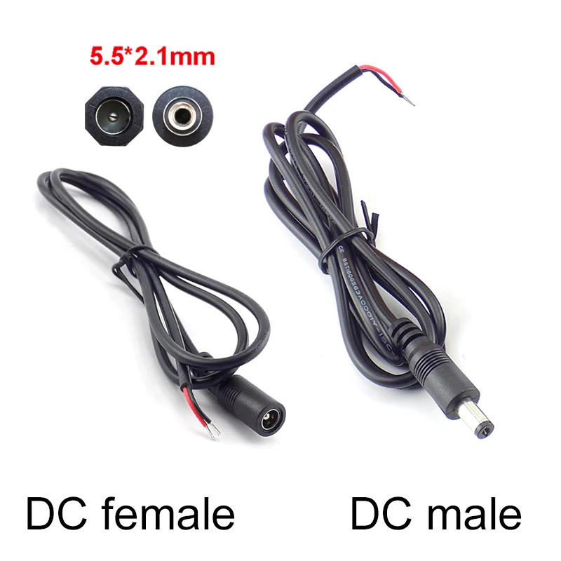 Rallonge de câble d'alimentation pour bande LED CCTV, connecteur mâle et femelle, fil adaptateur, 22AWG, DC 12V, 3A, 5.5x2.1mm, W28