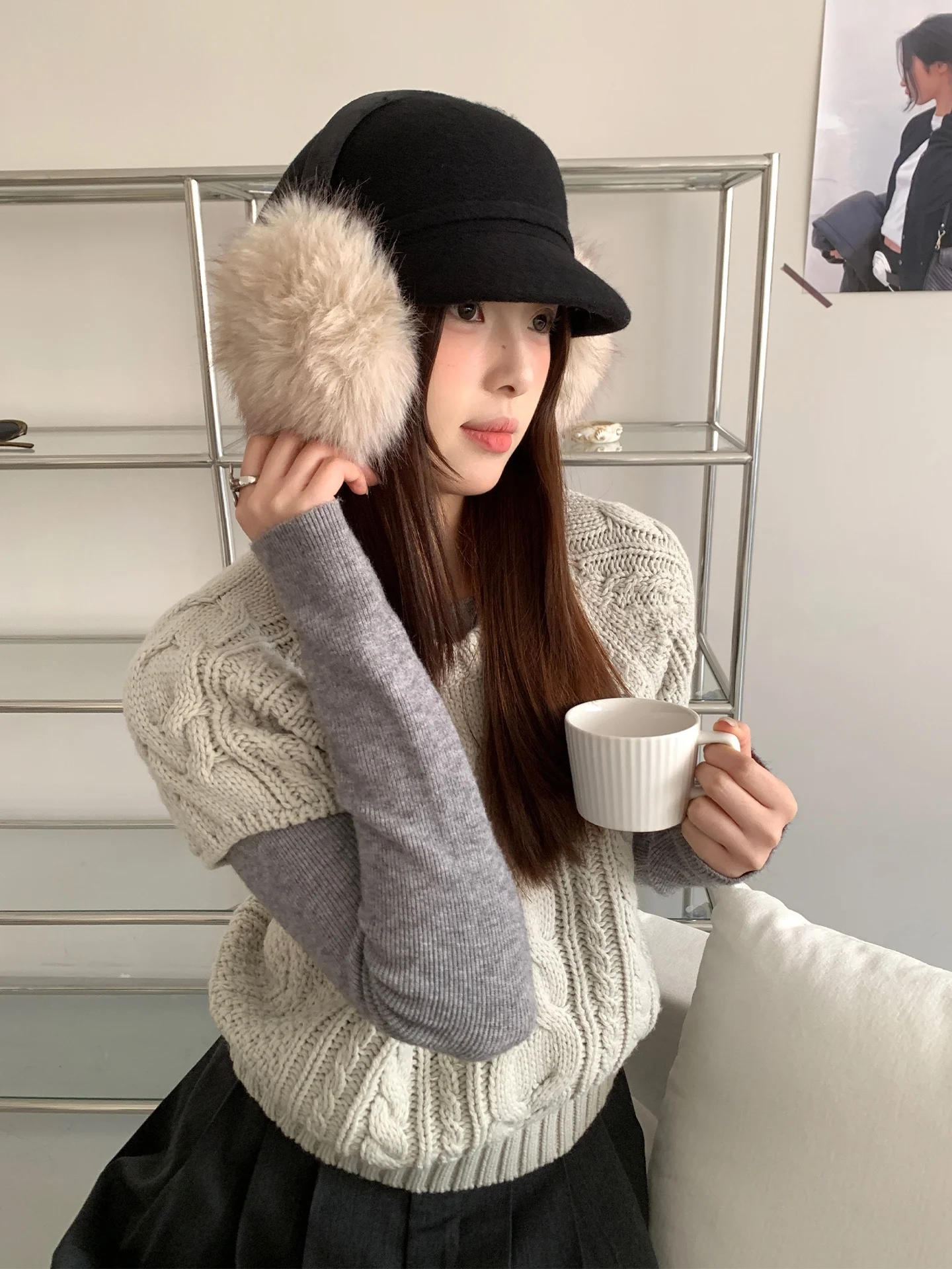 厚い豪華なイヤーマフ女性用冬用暖かいサイクリング防風耳カバー寒い天候用のファッショナブルなアクセサリー