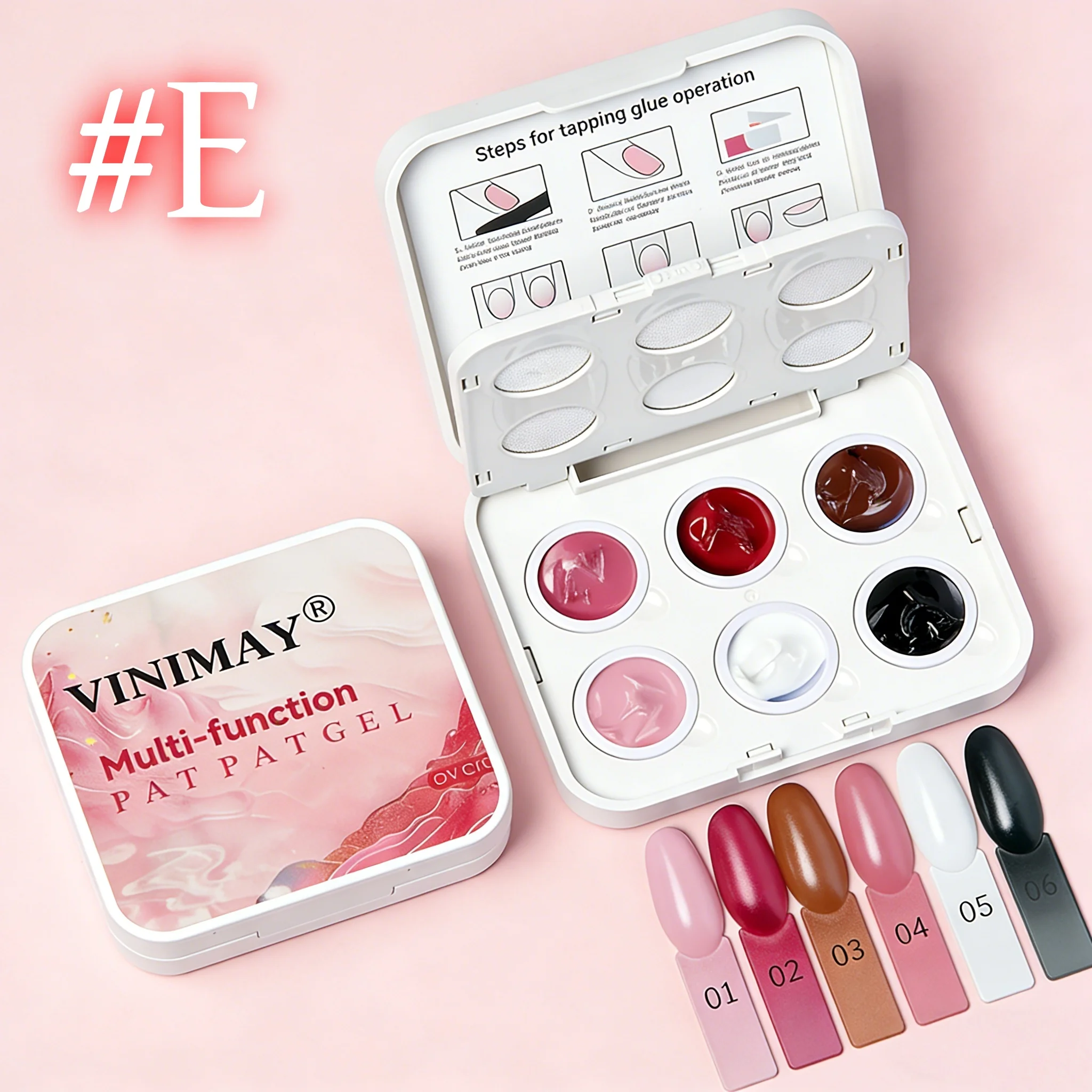 New 6 Color Cushion Nail Art Set, High Elasticity Precision Fine Holes, Gradual and Paint Switch, Suitable for Salon, DIY