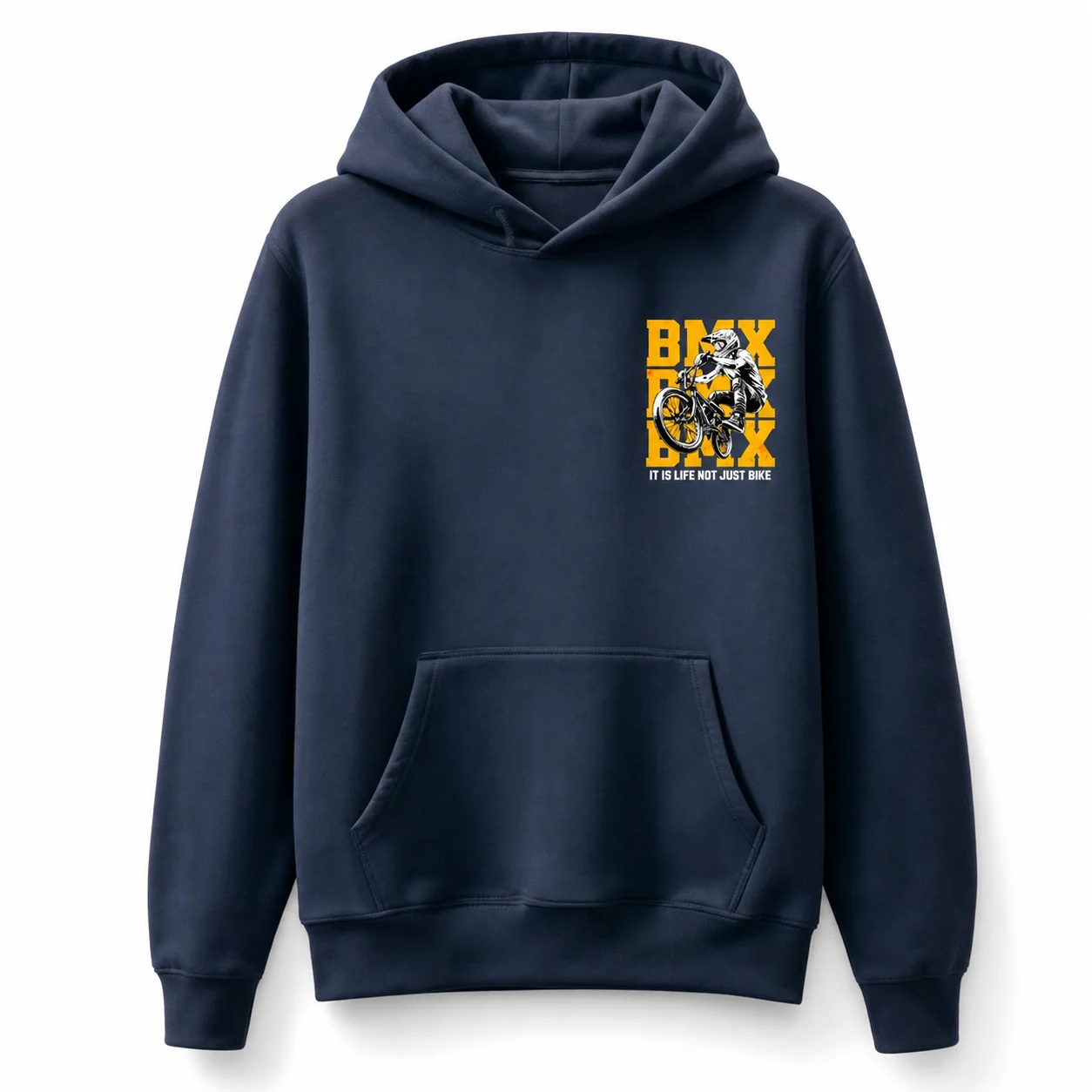 Extreme Sports BMX Hoodie Men Front & Back Graphic Fleece Lined Loose Bicycle Rider Streetwear Top