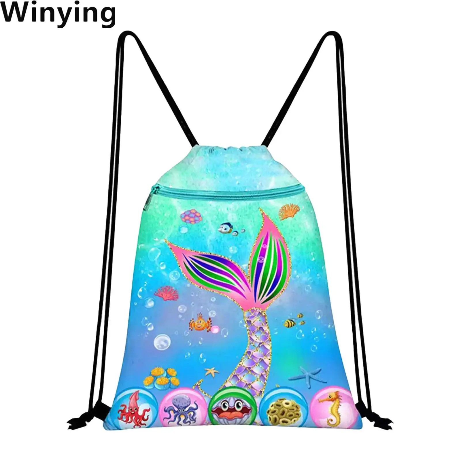 

Kids Drawstring Bag Printed String Bag Sackpack Cinch Water Resistant for Gym Shopping Swimming Sport Yoga