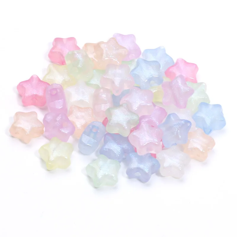 50 sztuk 10mm kolor syreny błyszczące gwiazdki koraliki akrylowe luźne koraliki dystansowe do tworzenia biżuterii Diy Charms bransoletka naszyjnik kolczyki