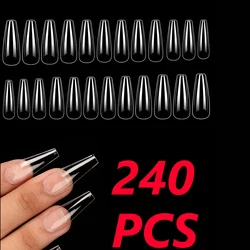 240Pcs Clear Full Cover False Nails Medium Coffin Pre Shaped Nail Extensions 12 Sizes Acrylic Fake Nails Press on Nail Tips for