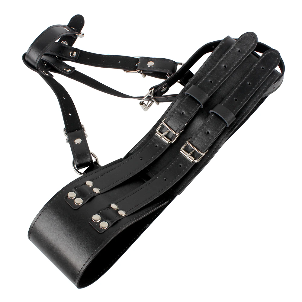 Magic Wand Vibrator  Leather Forced Orgasm Belt Female Chastity Harness Strap BDSM Bondage Female Masturbator Sex Toys for Women