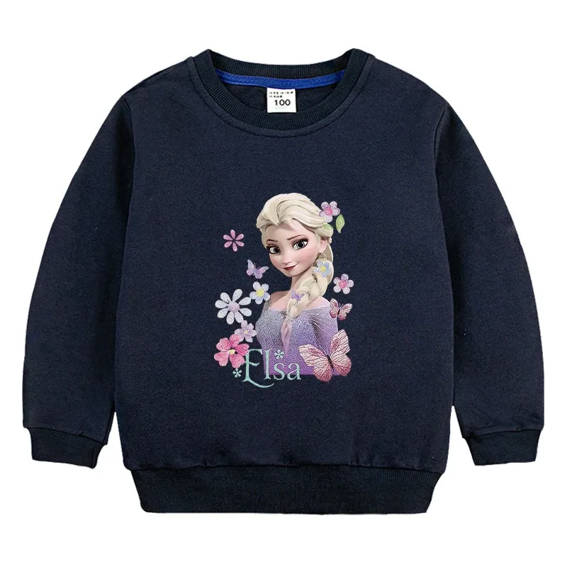 Quality Cotton Disney Tee Shirt 2024 Girl Clothing for Children T-shirt Girls Long Sleeve Kids Tops Frozen Elsa Clothes 2-10Y