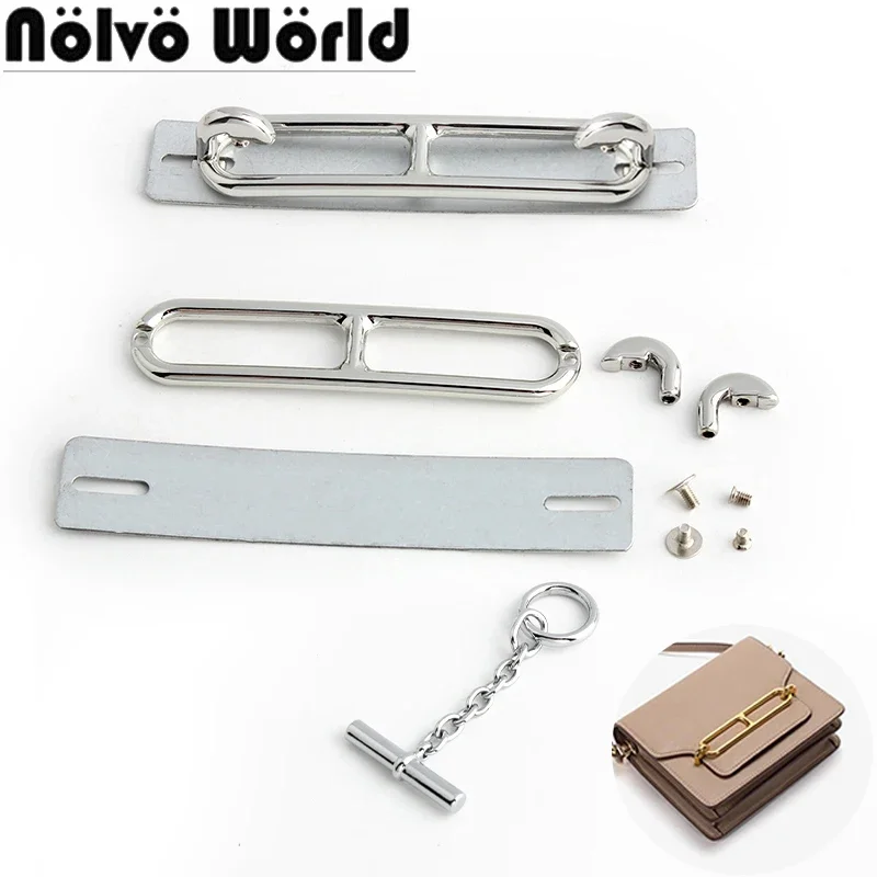 5-20Sets Durable Metal Clasp Locks For Leather Craft Handbag Purse Bags Shoulder Eyelets Hanger Lock Buckle Hardware Accessories