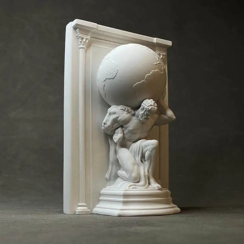 

Hot Sale Atlas Hercules Holding Globe Statue Gypsum Aroma Diffuser Stone Bookend Desk Bookshelf Bar Decor Gift for Art Lovers