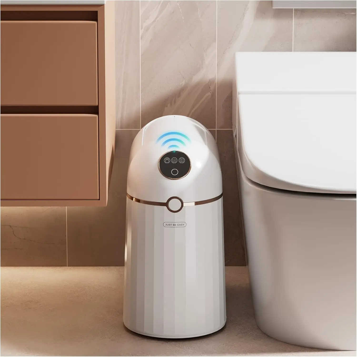 

Bathroom Automatic Touchless Trash Can, Self Sealing and Self Changing, Smart Motion Sensor Trash Can with Lid, 2.7 Gallon