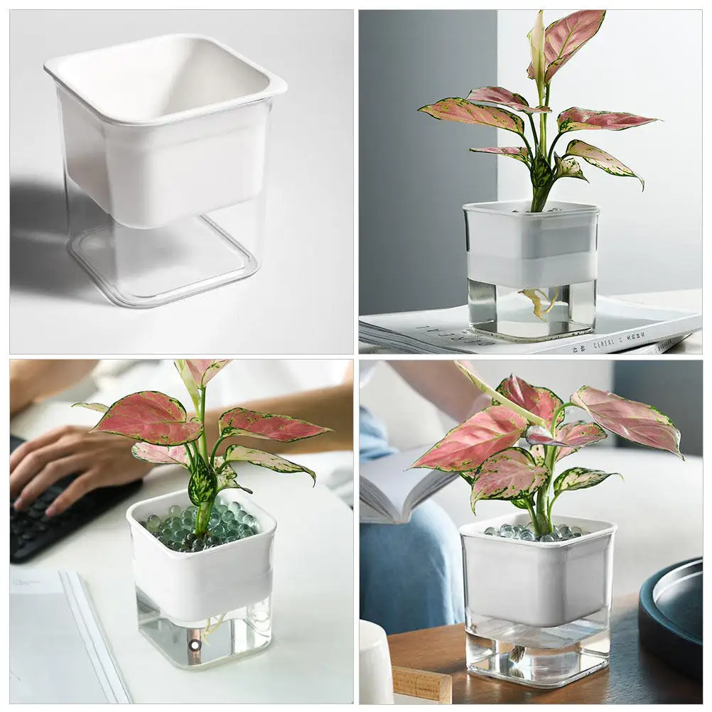 1Pcs Self Watering Flower Pot Premium Plastic Material Wide Application Hydroponic Style Succulent Planter for Home Office Mall