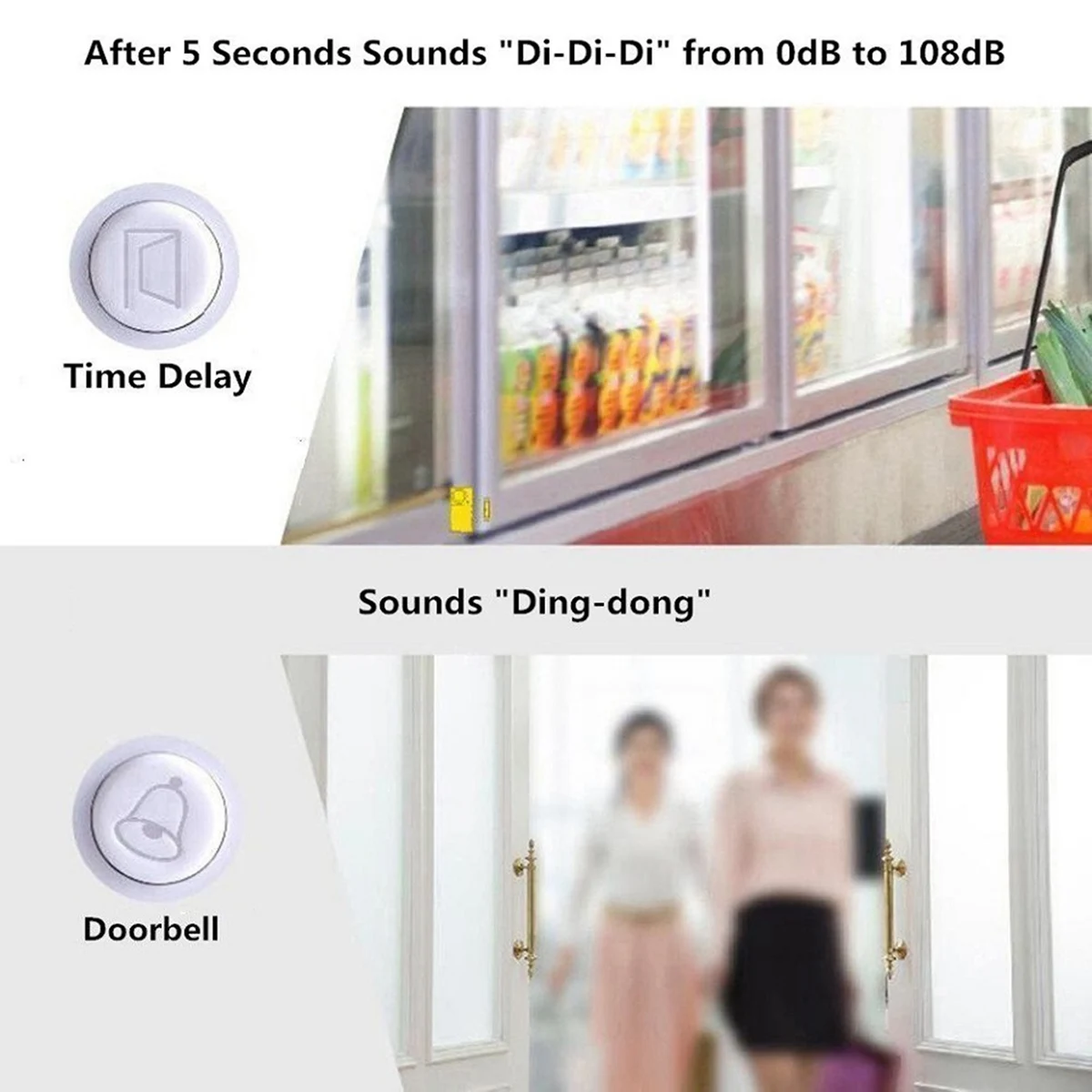 Door Opening Sensor Wireless Time Delay Door Alarm Door Sensor Door and Window Security Alarm Home Security