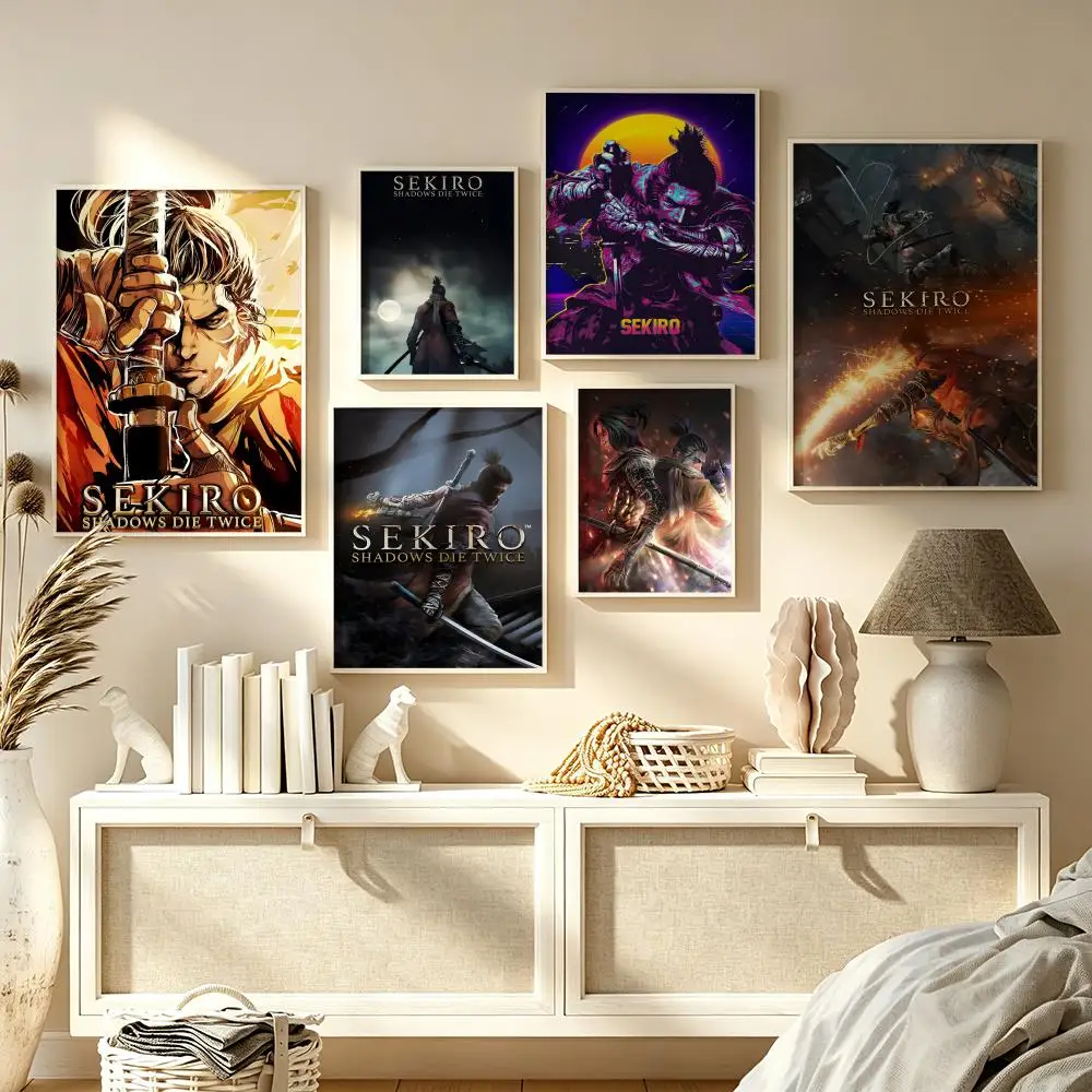 Póster de Sekiro Shadows Die Twice, arte HD, pared adhesiva, impermeable, decoración estética para el hogar, sala de estar, dormitorio, bar