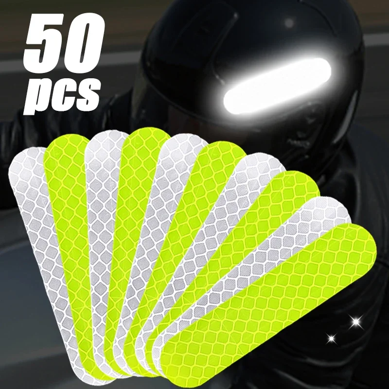 Adesivos refletivos de aviso de capacete, acessórios de segurança noturna para dirigir, adesivos decorativos fluorescentes, bicicleta, motocicleta, carro, decalque