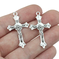 20 Pieces/Lot 36mm*22mm Antique Silver Plated Jewish Crucifix Charms For Diy Jewelry Making