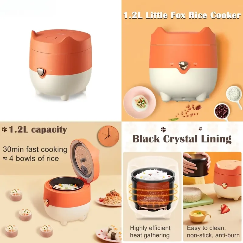 new-mini-rice-cooker-small-12l-rice-cooker-domestic-cooking-pot-midea-fox-line-red-kawayi-kitty-smart-cooker-one-key