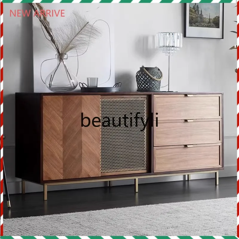 

D2520 Light luxury post-modern dining side cabinet retro entrance Nordic locker living room decorative tea cabinet