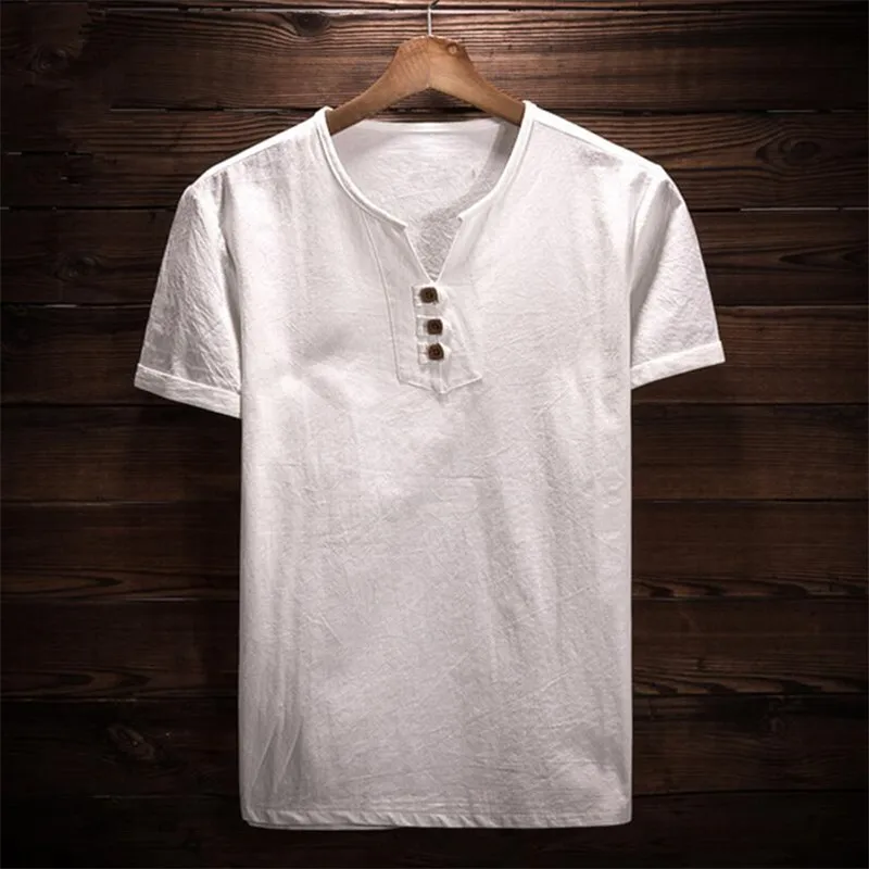 2024 Men's V collar, short sleeve T-shirt casual plus size cotton linen clothes,Mens Shirts big size , M-6XL 7XL y2k t shirt