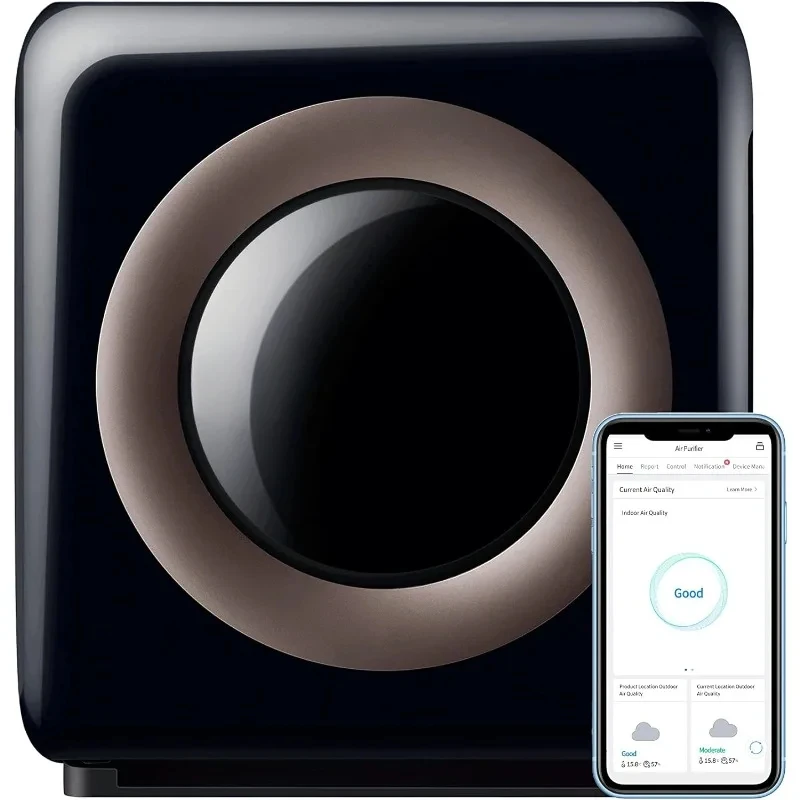 Purificateur d'air avec technologie intelligente, compatible avec Amazon Alexa True HEPA, petits appareils pneumatiques, compatible avec l'application