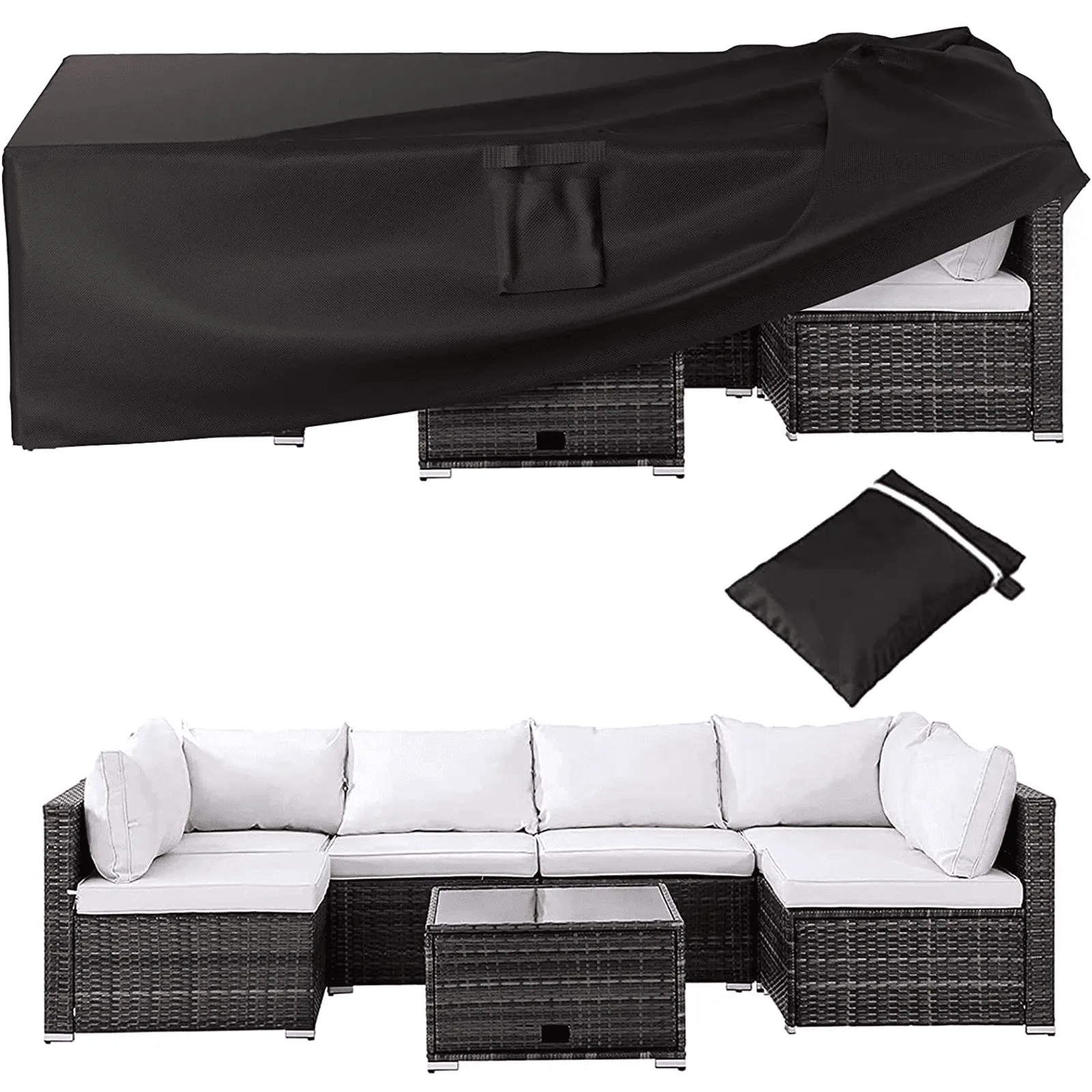 

Квадратный чехол для мебели, водонепроницаемый чехол для уличной мебели, чехол для уличного стола с защитой от пыли и ультрафиолета, тяжелый чехол для уличного газона