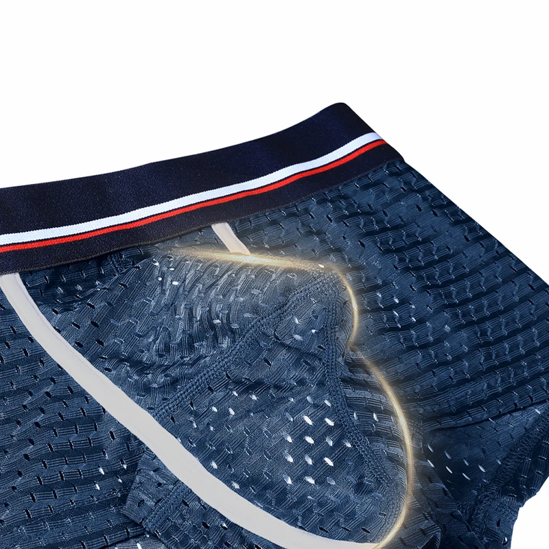

Men's ice silk underpants mesh boxers men's summer thin breathable U raised boxer shorts sexy student pants