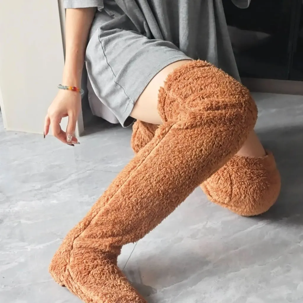 

Unisex Thermal Knee & Foot Warmer Leg Sleeve - Non-Slip Elastic Sock Cover for AC Room, Sleeping & Home Indoor Wear
