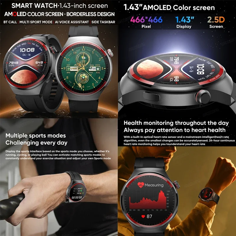 2024 New Fashion Smart Watch 466*466 AMOLED 1.43