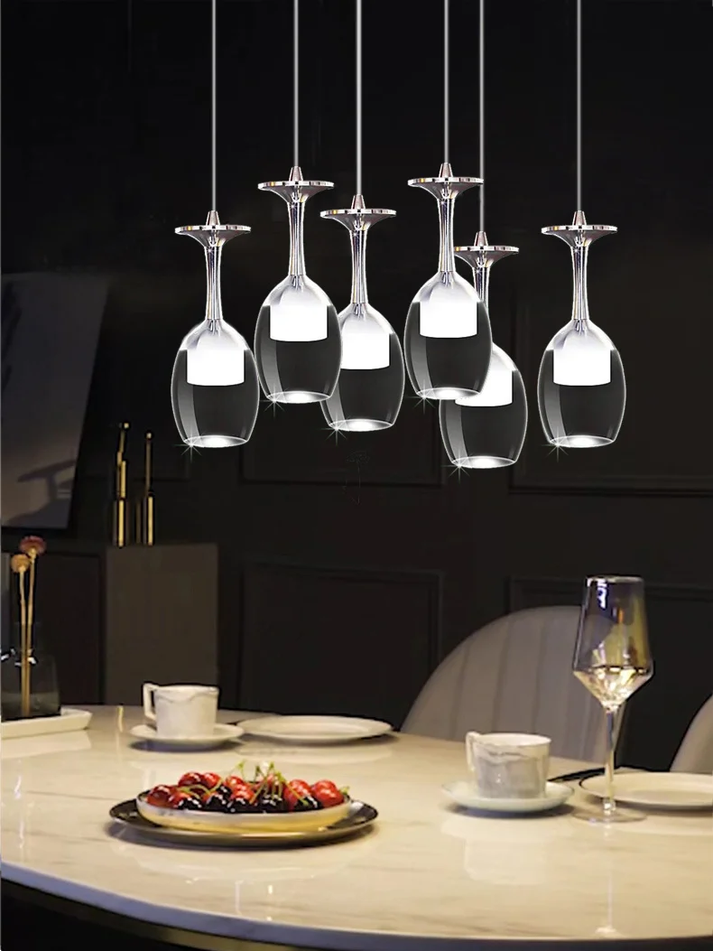 Modern LED wine glass pendant lighs for Restaurant Acrylic pendant lamp 1/3 / 5heads fashion Bar Dining room hanging Lamp