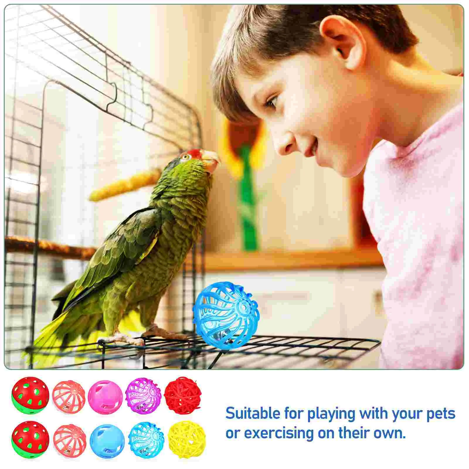 12 Pcs Accessories Bird Toy Ball Travel Cage Large Toys Plastic Cockatiels Training