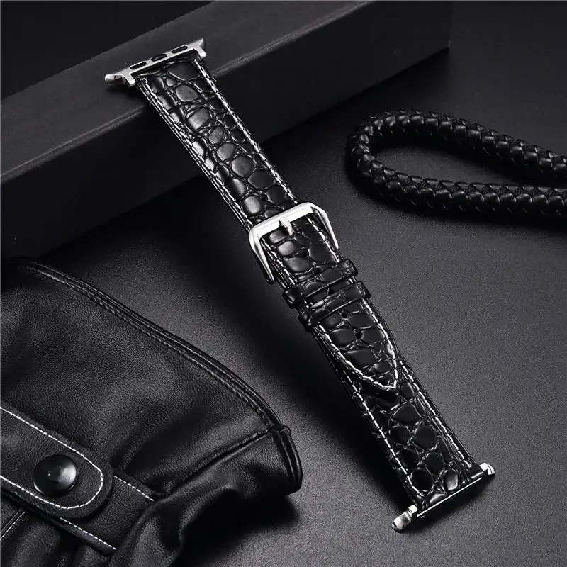 Crocodile Leather Strap Suitable for Apple Watch Ultra SE 9 8 7 6 5 4 3 2 1 Strap for Iwatch 38/40/41mm 42/44/45/49mm