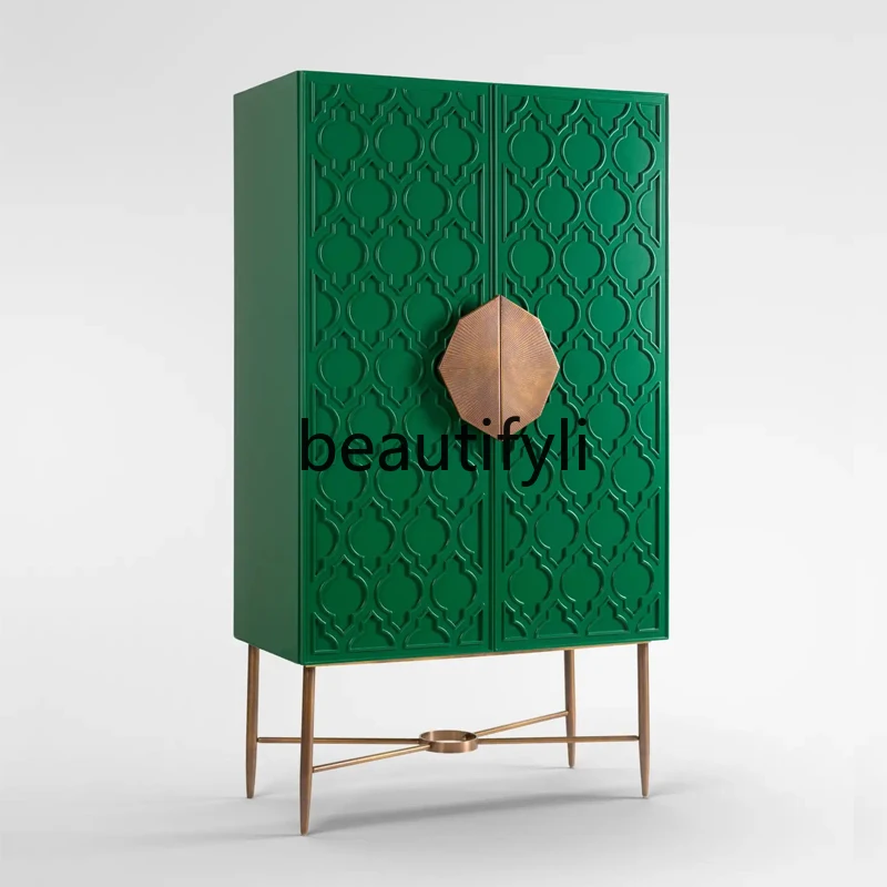 French solid wood luxury entrance vertical small wardrobe modern simple high-end wall decorative cabinet