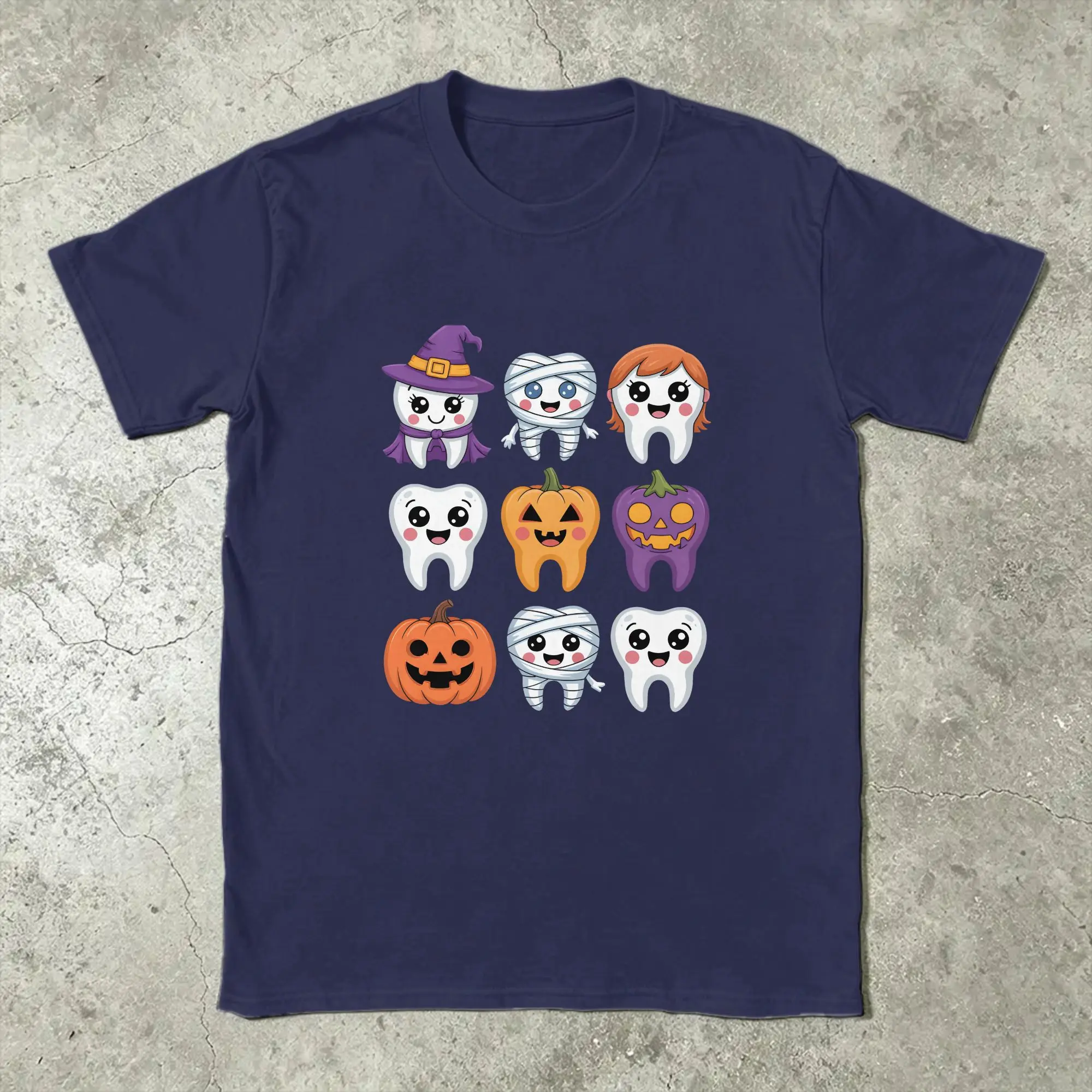 Ullzang Tooth Characters Dentist T-Shirt Beach Helloween Hippie T-Shirts Men Cotton Comfortable Street Style Tshirt