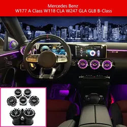 For Mercedes-Benz W177 W118 W247 A B Class GLA GLB CLA 64 Color Car Refit LED Ambient Light Air Vents Nozzle 4D Tweeter Speaker