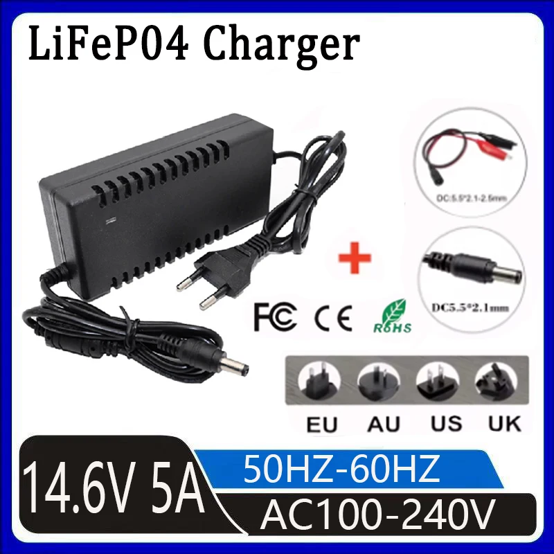 4,6 V 5A lithium iron phosphate Ladeger ä t 4 series 12V fast charging intelligent charger 12,8 V 14,4 V 4S 12V 12.8V 14.4V to D