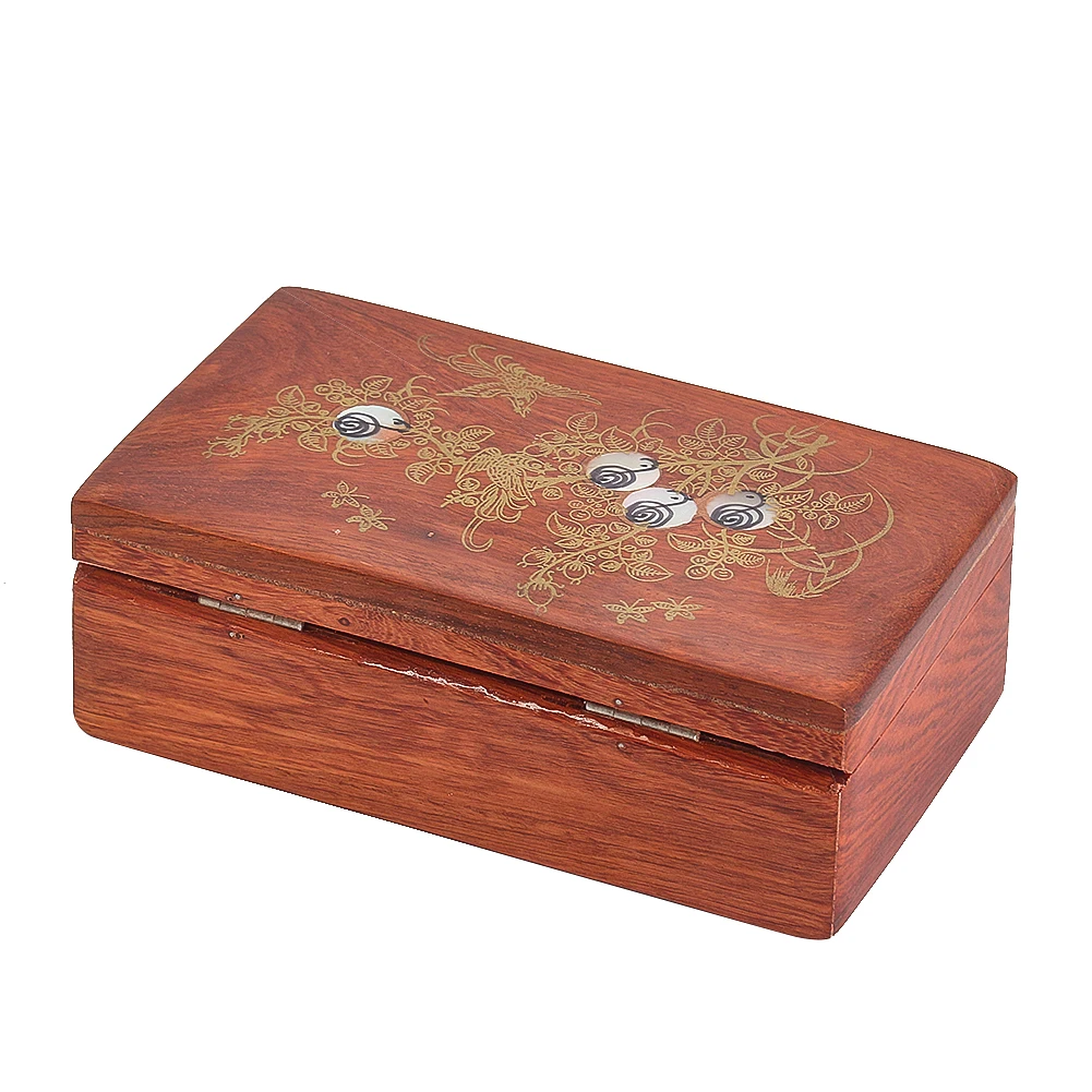 Wooden Jewelry Box Magnetic Buckle Seashell Pearl Necklace Storage Box for Household Small Part Organize Needle Thread Cassette