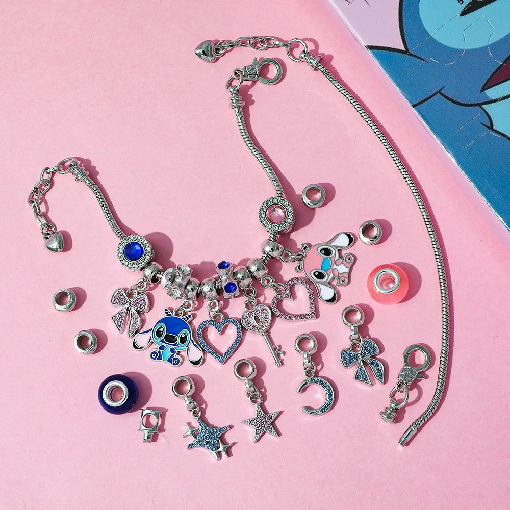 Disney dos desenhos animados lilo & stitch requintado advento surpresa caixa cega ponto anjo diy encantos pingente acessórios para presentes de férias