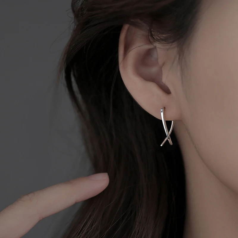 925 Sterling Silver Geometric Shape Stud Earrings Charm Personality Woman Earrings Birthday Gift for Friends Exquisite Jewelry