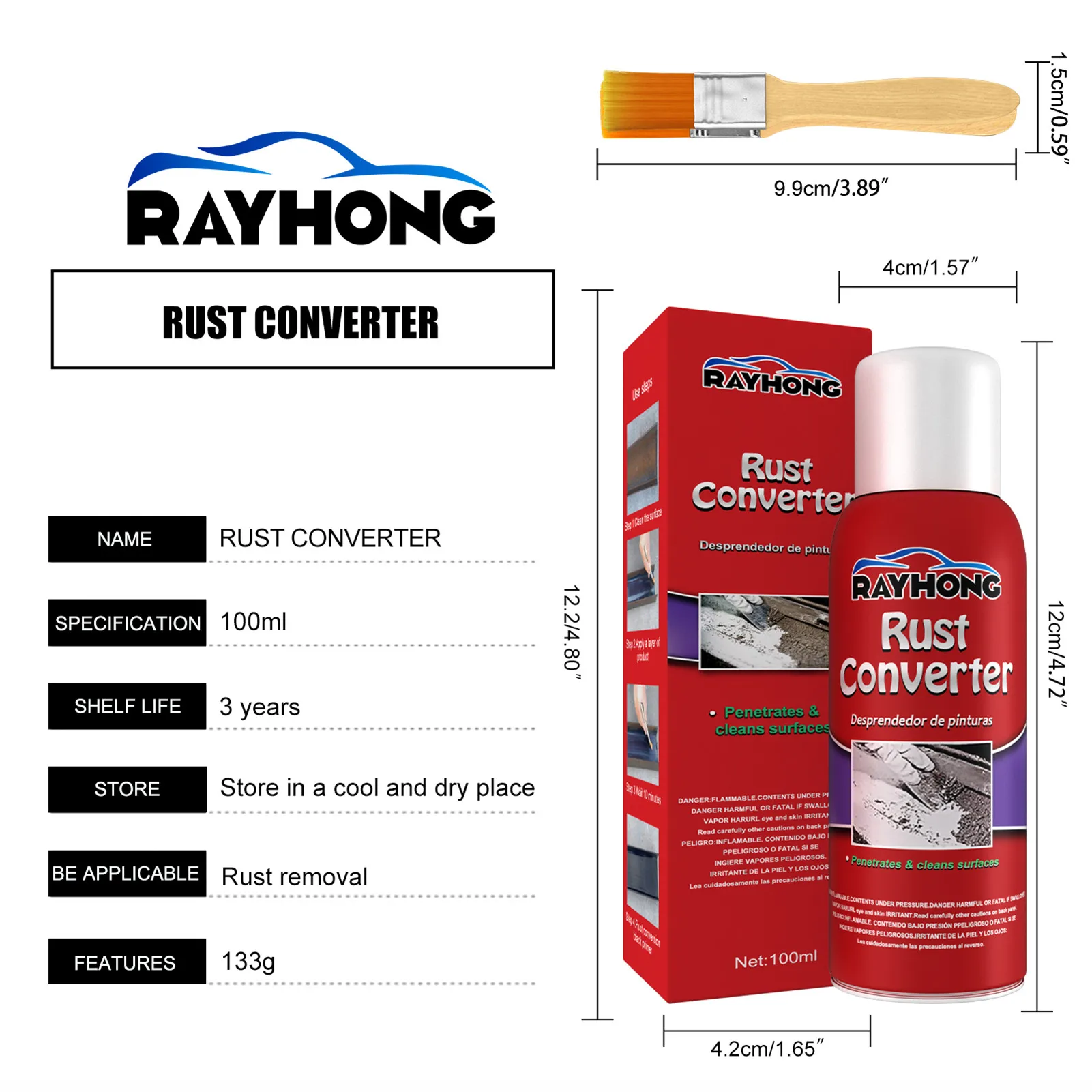 New 100ML Water-Based Metal Rust Remover Chassis Rust Converter Non-toxic Prevent Corrosion Metal Surface Rust Remover