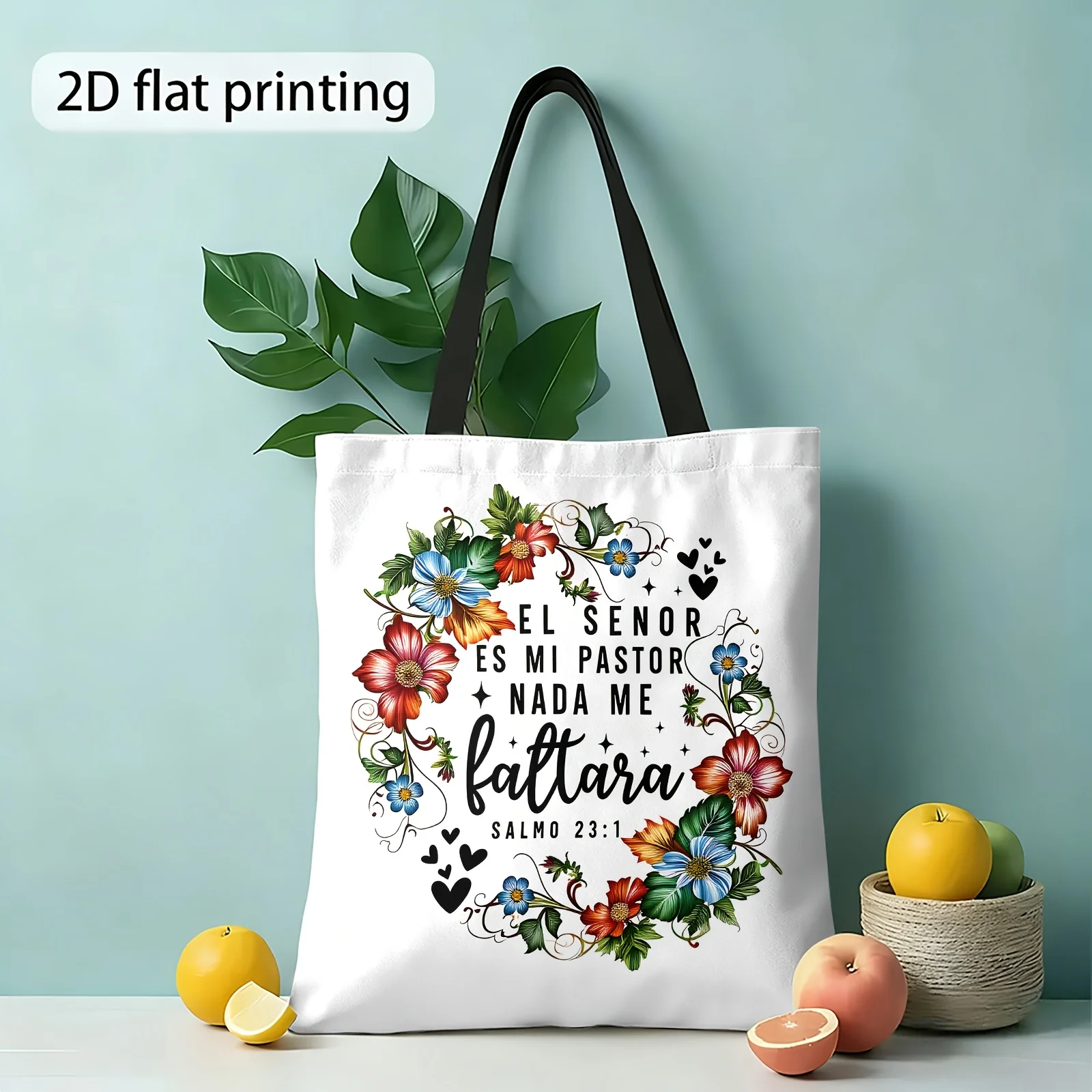 Easter Themed Printed Tote Bag with Floral Pattern Design Reusable Shopping Bag Durable Handbag Use Unisex Pouch