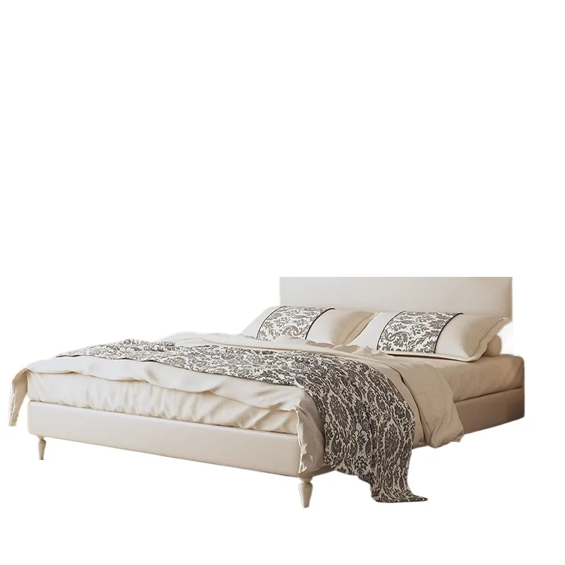 

Big bed medieval cream style American light luxury princess double soft bag storage wedding bed