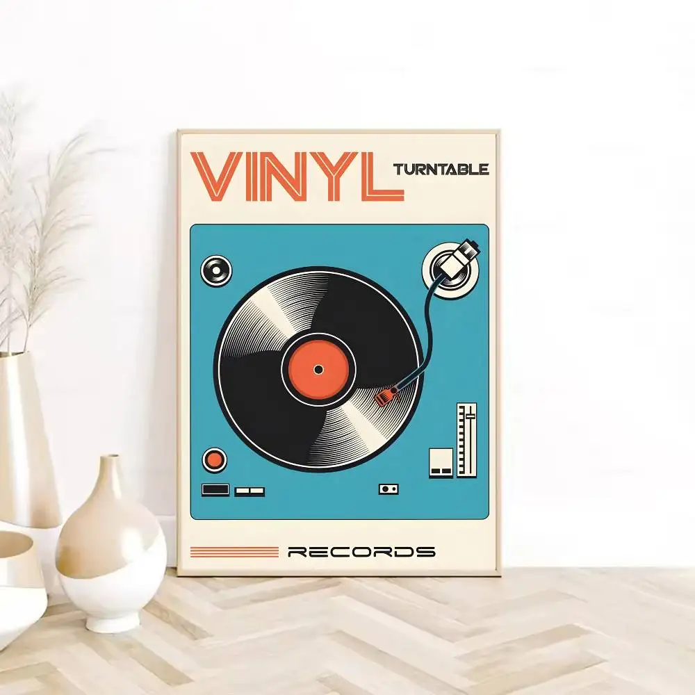 Mid Century Retro Vinyl Records Poster  HD sticky wall waterproof home living room bedroom Dorm bar aesthetic decoration - view 2