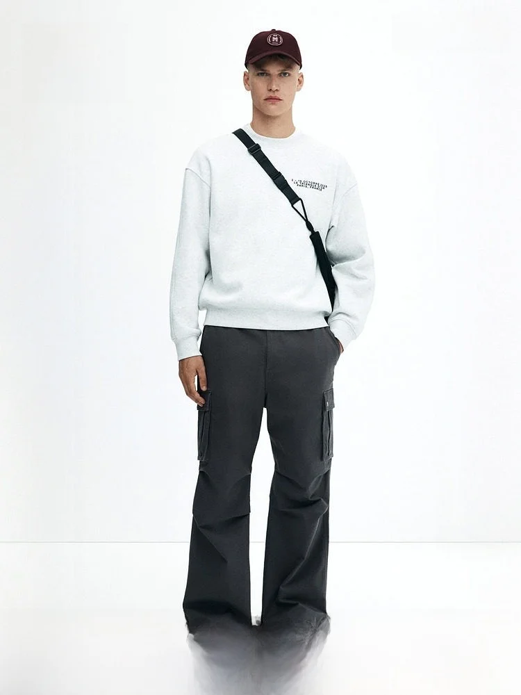 

Мужские повседневные брюки H&M, весенние модные простые стильные свободные длинные брюки, удобные брюки из смеси хлопка и лайкры, универсальный крой