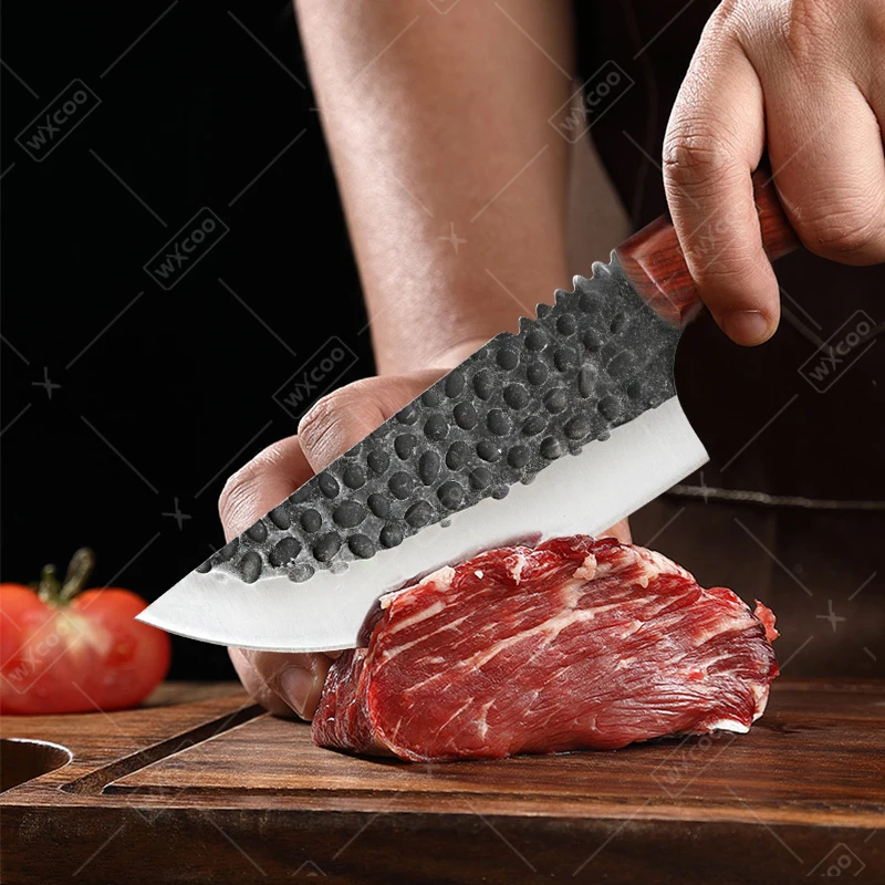 WXCOO Kitchen Knife Hand-Forged Japanese Boning Stainless Steel Meat Cleaver Slicing Fruit Santoku Utility Knives Cooking Tools